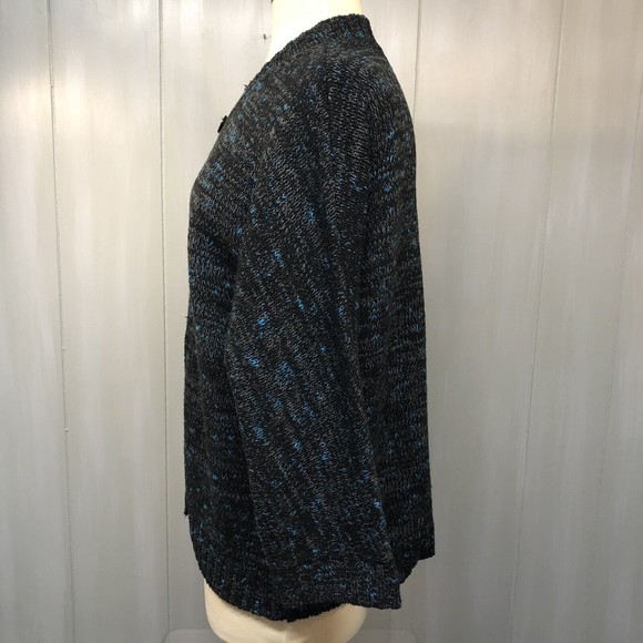 Evan Picone Women's Cardigan Sweater Size XL 1 Button Black Gray Blue Heather - Picture 5 of 12